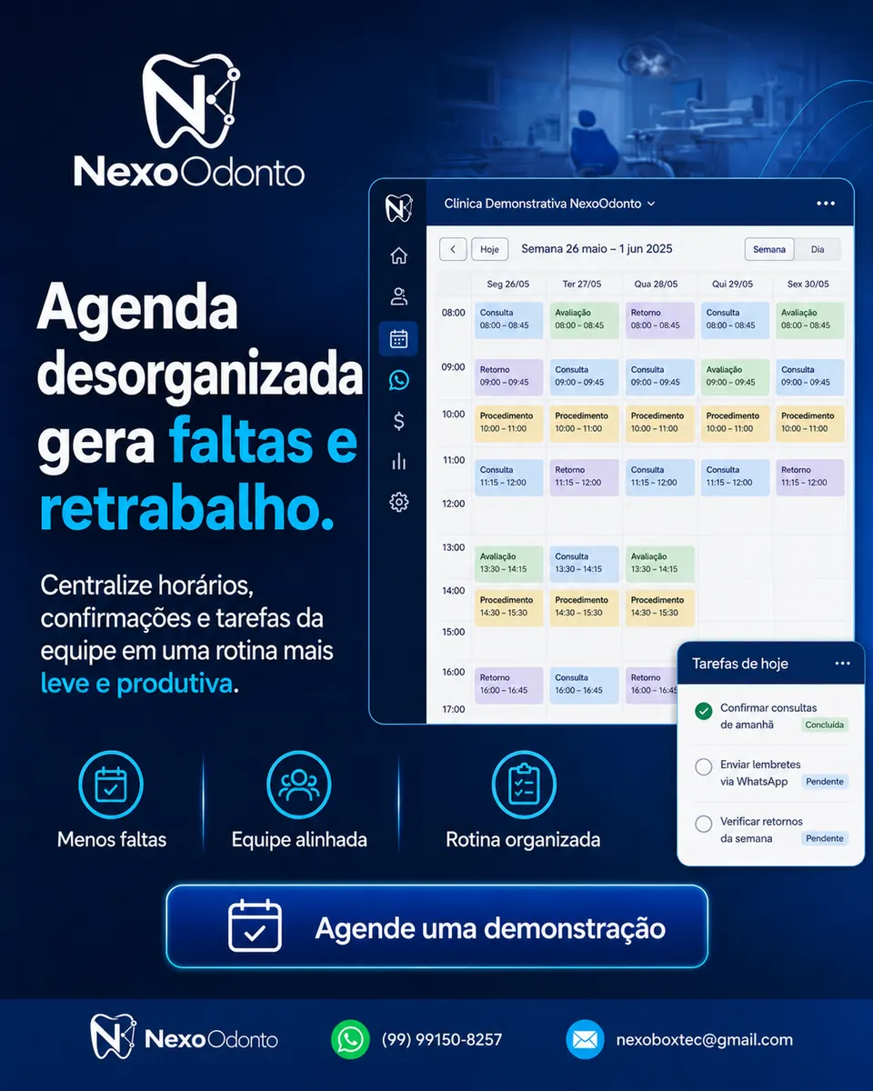 Agenda odontológica demonstrativa do NexoOdonto