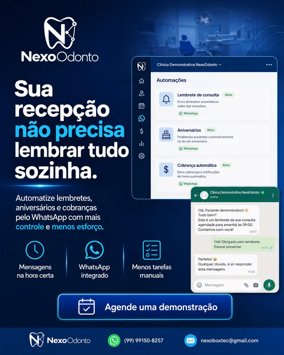 Automações pelo WhatsApp para clínica odontológica no NexoOdonto